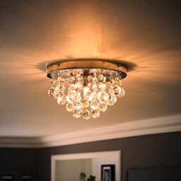 Valuelights Mitre Modern Polished Chrome & Clear Acrylic Droplet Flush Ceiling Light Fitting - Complete 3W G9 Led Bulbs 3000K - thumbnail 3