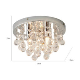 Valuelights Mitre Modern Polished Chrome And Clear Acrylic Droplet Flush Ceiling Light Fitting And Bulbs - thumbnail 7