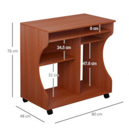 Homcom Computer Table Study Desk With Sliding Keyboard Tray, Cherry Wood - thumbnail 3