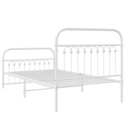 Berkfield Metal Bed Frame Without Mattress With Footboard White 100X200Cm - thumbnail 6