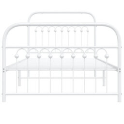 Berkfield Metal Bed Frame Without Mattress With Footboard White 100X200Cm - thumbnail 4
