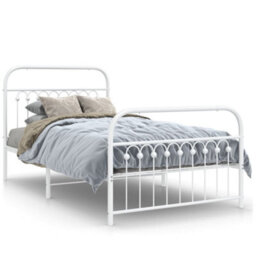 Berkfield Metal Bed Frame Without Mattress With Footboard White 100X200Cm - thumbnail 2