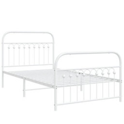 Berkfield Metal Bed Frame Without Mattress With Footboard White 100X200Cm - thumbnail 3