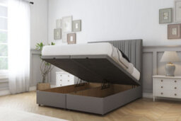 "Sloomy Kingsley Pewter Dumfries Ottoman Bed Base With 26"" Strutted Headboard 3' Single" - thumbnail 2