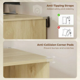 Computer Desk With Lockable File Drawers, Oak Wood Effect - thumbnail 5