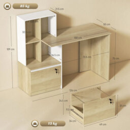 Computer Desk With Lockable File Drawers, Oak Wood Effect - thumbnail 2