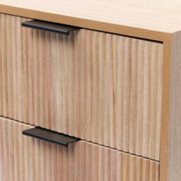Ohs Ribbed Bedside Table Modern Bedroom 3 Draw Office Nightstand, Light Wood - thumbnail 8