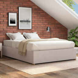 Aspire Upholstered Platform Ottoman Bed Frame Uk Made, Kimiyo Linen Beige, Size Superking - thumbnail 1