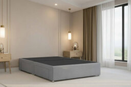 "Nexus Tuscany Silver Plush Divan Bed Base No Drawers With 26"" Strutted Headboard 4'6 Double" - thumbnail 3