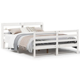 Berkfield Bed Frame With Headboard Without Mattress White 150X200 Cm King Size - thumbnail 2