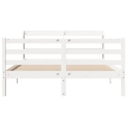 Berkfield Bed Frame With Headboard Without Mattress White 150X200 Cm King Size - thumbnail 4