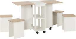Seconique Seymore Stowaway Dining Set Oak Effect White With 4 Stools - thumbnail 5
