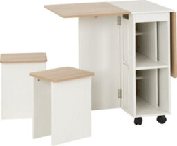 Seconique Seymore Stowaway Dining Set Oak Effect White With 4 Stools - thumbnail 4