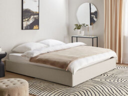 Beliani Ottoman Bed Without Headboard Fabric Dinan 180 X 200 Cm (Eu Super King) Light Beige - thumbnail 2