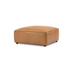Valencia Nathan Full Aniline Leather Lounge Ottoman Sofa Caramel Brown Color Fsc Pine Wood Top Stitched Seam