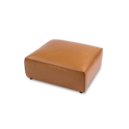 Valencia Nathan Full Aniline Leather Lounge Ottoman Sofa Caramel Brown Color Fsc Pine Wood Top Stitched Seam - thumbnail 4