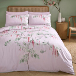 Soirée Enya 100% Cotton Floral Print Pink Duvet Cover Set - thumbnail 4