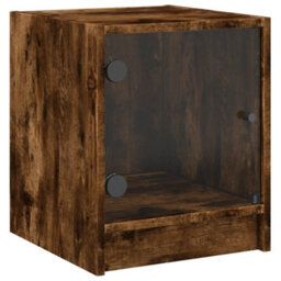 Berkfield Bedside Cabinets With Glass Doors 2 Pcs Smoked Oak 35X37X42 Cm - thumbnail 6