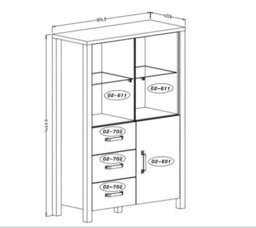 Arte Olin 44 Elegant Display Cabinet In Appenzeller Fichte Oak & Black Matt - W1010mm X H1460mm X D430mm - thumbnail 3