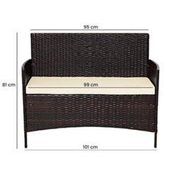 Alivio 4-Piece Rattan Sofa Set, Garden Furniture Set With Coffee Table, Weather & Uv Resistant Cushions For Outdoor (Black) - thumbnail 4