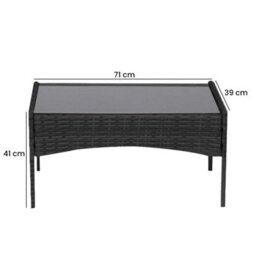 Alivio 4-Piece Rattan Sofa Set, Garden Furniture Set With Coffee Table, Weather & Uv Resistant Cushions For Outdoor (Black) - thumbnail 6