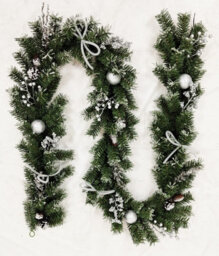 Best Artificial 9Ft / 270Cm Decorated Frozen Christmas Garland With Realistic Ice Crystals Supplied With 80 Bright White Lights - thumbnail 1