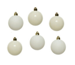 Decoris 4 X 12 Wool White Christmas Baubles 6Cm Shatterproof Tree Ornaments Shiny Matt - thumbnail 5