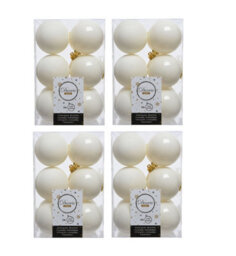 Decoris 4 X 12 Wool White Christmas Baubles 6Cm Shatterproof Tree Ornaments Shiny Matt - thumbnail 1