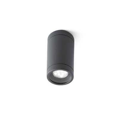 Luminosa Lighting Luminosa Olot 1 Light Outdoor Surface Mounted Ceiling Light Dark Grey Ip44, Gu10 - image 1