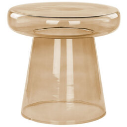 Beliani Side Table Caldera Glass Golden Brown - thumbnail 1