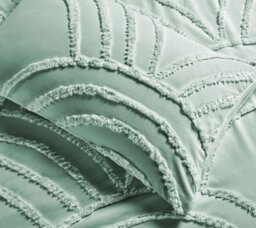 Homes & Linen Zara Chenille Tufted Green Duvet Cover Set 100% Polyester Bedding With Geometric Arches Pattern - thumbnail 3