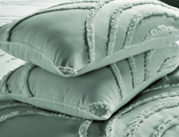 Homes & Linen Zara Chenille Tufted Green Duvet Cover Set 100% Polyester Bedding With Geometric Arches Pattern - thumbnail 4