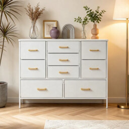 Chest Of Drawers, 9 Drawer Storage Cabinet Unit For Bedroom White - thumbnail 2