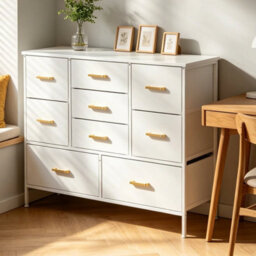 Chest Of Drawers, 9 Drawer Storage Cabinet Unit For Bedroom White - thumbnail 3