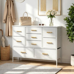 Chest Of Drawers, 9 Drawer Storage Cabinet Unit For Bedroom White - thumbnail 6