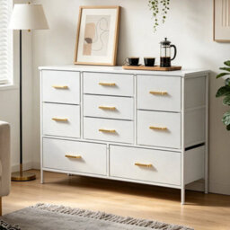 Chest Of Drawers, 9 Drawer Storage Cabinet Unit For Bedroom White - thumbnail 4