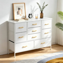 Chest Of Drawers, 9 Drawer Storage Cabinet Unit For Bedroom White - thumbnail 5