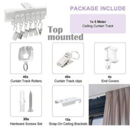 5M Ceiling Mount Curtain Track Window Rod Rail System Flexible Accessory Set - thumbnail 3