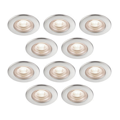 GoodHome Drexler Satin Nickel Effect Fixed Led Fire-Rated Neutral White Downlight Ip65, Pack Of 10 - image 1