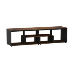 Urbn-Living Urbnliving 160Cm Height Rustic Brown/black Large Double Wooden Side Coffee Table With Storage Shelves Tv Stand - thumbnail 4