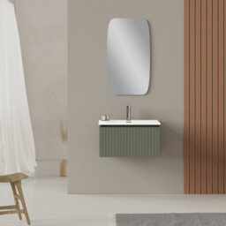 Banyetti Linea Muscat Sage Ribbed Wall Hung Vanity Unit 600mm X 460mm - thumbnail 1
