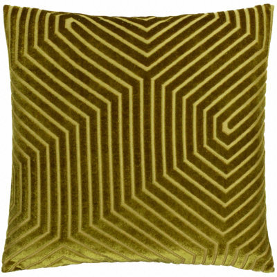 Paoletti Evoke Cut Velvet Polyester Filled Cushion, Olive, 45 X 45Cm - image 1