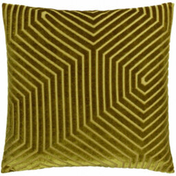 Paoletti Evoke Cut Velvet Polyester Filled Cushion, Olive, 45 X 45Cm - thumbnail 1