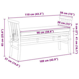 Walplus Garden Bench With Cushion Brown 110 X 38 X 65Cm Bamboo - thumbnail 8