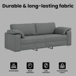 Vidaxl Sofa With Cushion Dark Grey 219 X 77 X 82 Cm Fabric - thumbnail 7