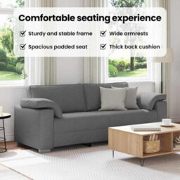Vidaxl Sofa With Cushion Dark Grey 219 X 77 X 82 Cm Fabric - thumbnail 8