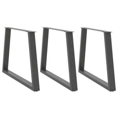 Berkfield Dining Table Legs V-Shape 3 Pcs Anthracite 100X(72-73.3) Cm Steel - image 1