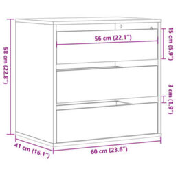 Vidaxl Corner Chest Of Drawers Concrete Grey 60X41X58 Cm Engineered Wood - thumbnail 3