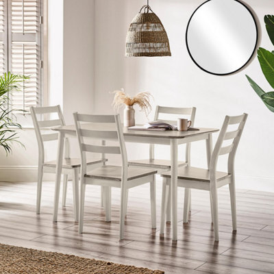 Furniturebox Uk Lynton Small White & Light Grey Wooden Dining Table & 4 Grey Dining Chairs - image 1