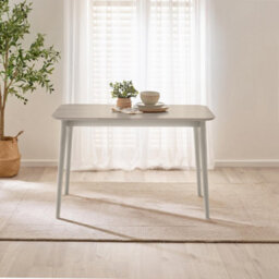 Furniturebox Uk Lynton Small White & Light Grey Wooden Dining Table & 4 Grey Dining Chairs - thumbnail 2